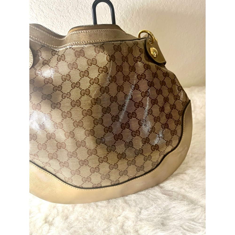 Gucci GG Signature and Studded Metallic Leather Babouska Hobo Bag. - Picture 4 of 14